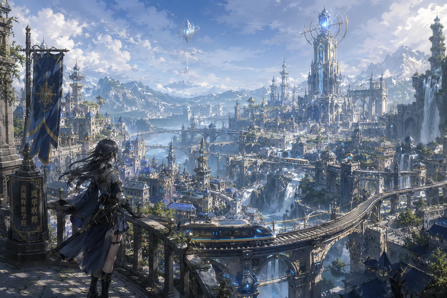 青岚城与辉纹文明都市全景